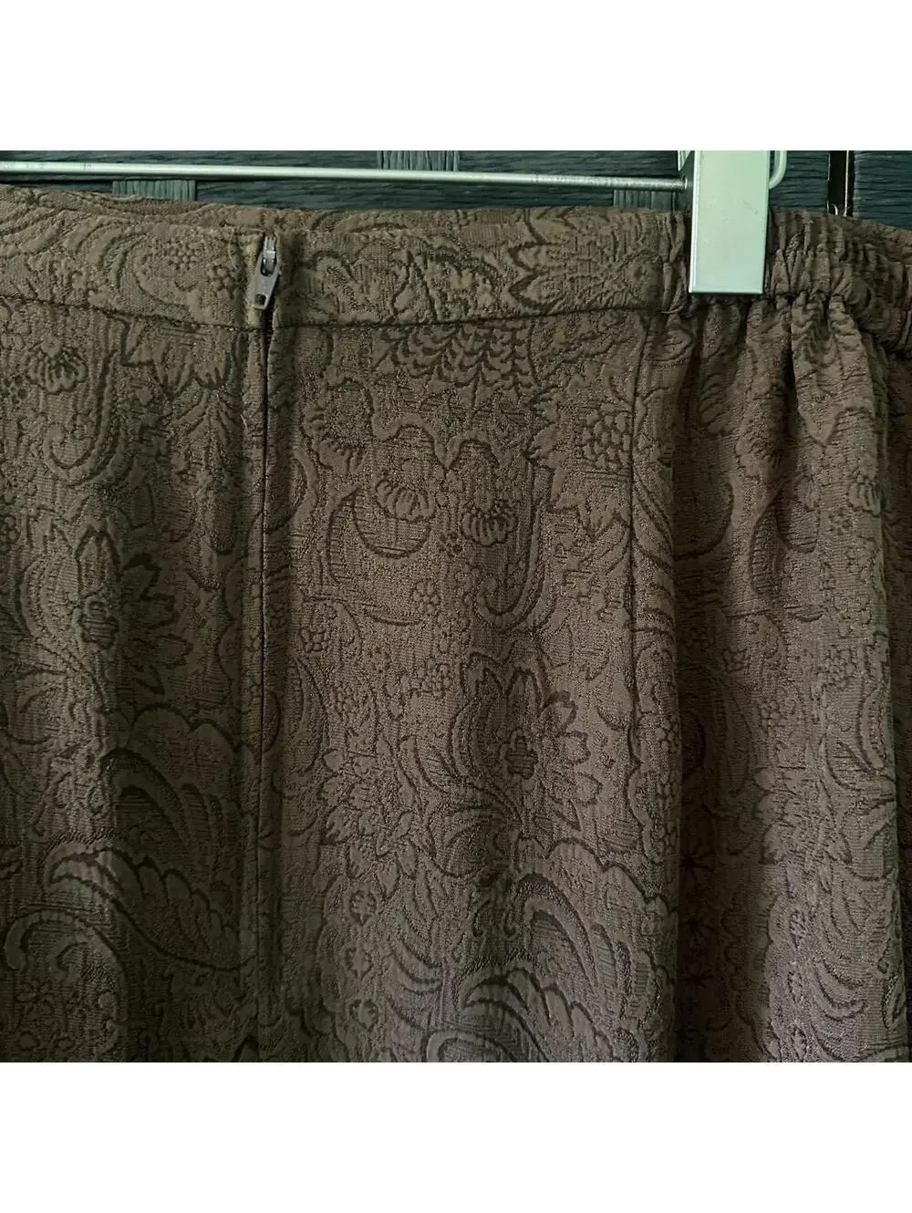 Vintage Brown Paisley Midi Skirt | Size 14P